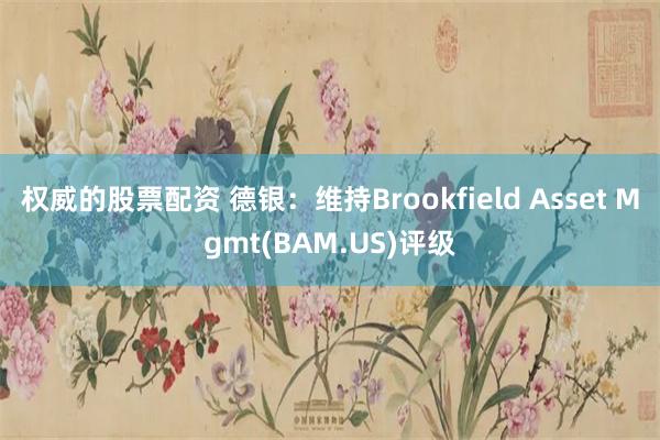 权威的股票配资 德银：维持Brookfield Asset Mgmt(BAM.US)评级