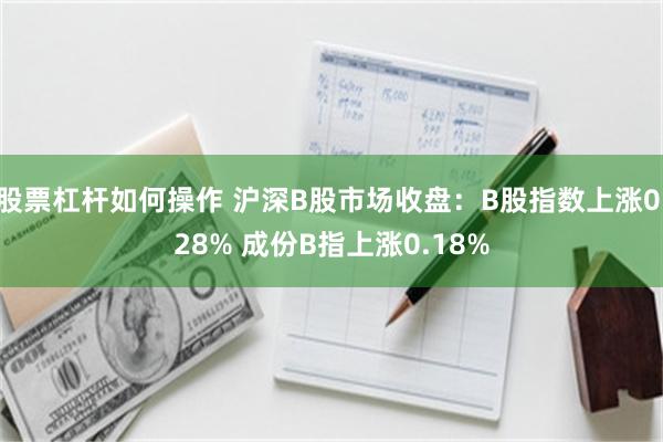 股票杠杆如何操作 沪深B股市场收盘：B股指数上涨0.28% 成份B指上涨0.18%