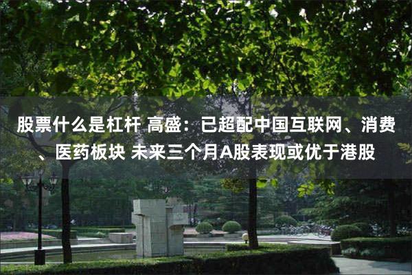 股票什么是杠杆 高盛：已超配中国互联网、消费、医药板块 未来三个月A股表现或优于港股